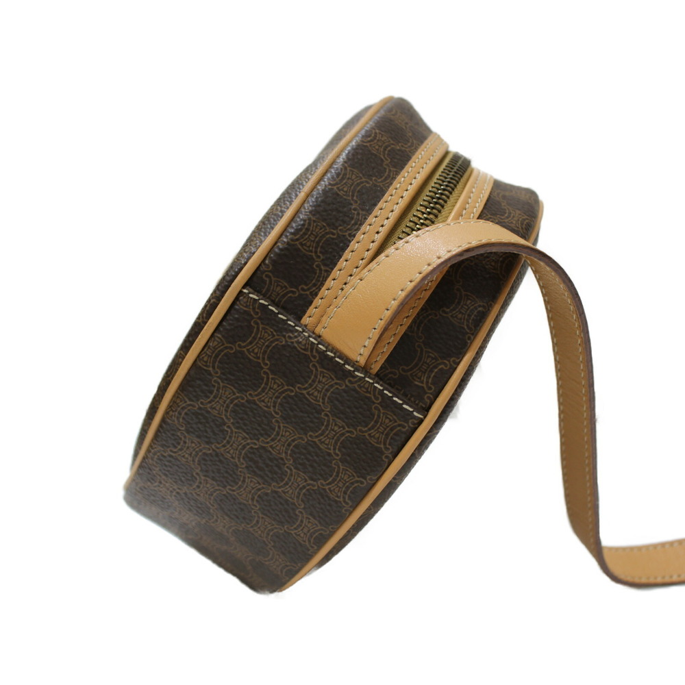 CELINE Macadam Shoulder Bag Brown Leather Compact Pochette - Picture 2 of 7